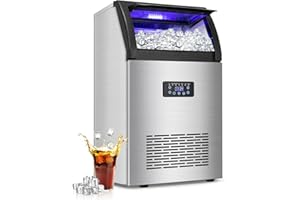 SOZT Commercial Ice Maker Machine 150LBS/24H with 50LBS Storage Bin, Stainless Steel Undercounter/Freestanding Ice Maker Machine for Home Bar Outdoor, 55PCS Ice Cubes Ice Machine, Self Cleaning