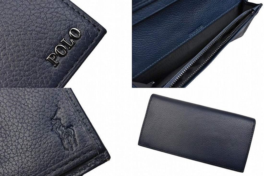 Amazon ポロラルフローレン 長財布 メンズ Ralph Lauren Polo ロゴ フラップ 専用箱付 紺 ネイビー 本革 レザー Polo Ralph Lauren ポロラルフローレン 財布
