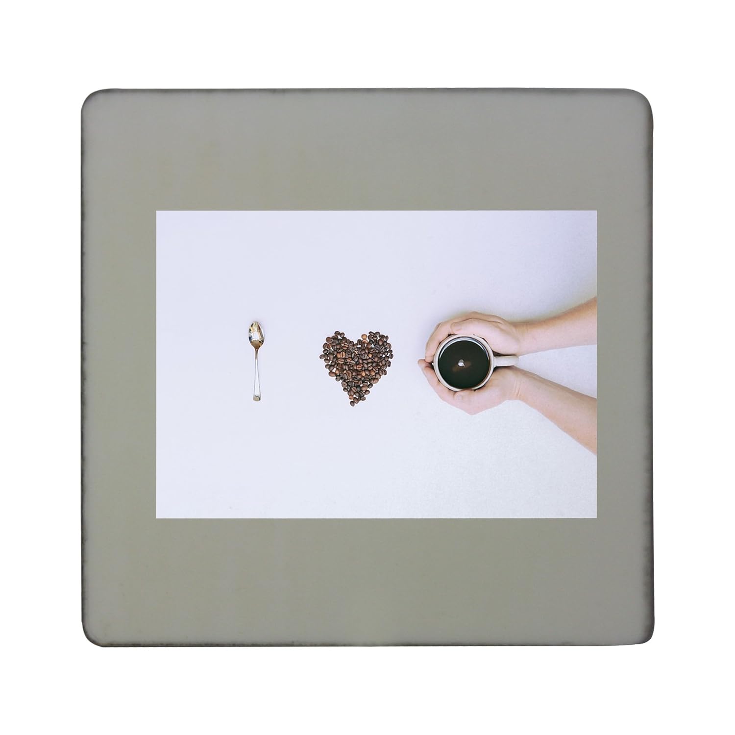 Compra Café, granos, cuchara, taza, Still vida de tablero cuadrado ...