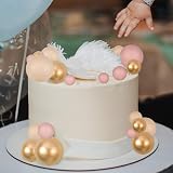 Gyufise 30Pcs Ball Cake Toppers Colorful Pearl Round Picks Apricot Gold Brown view 5