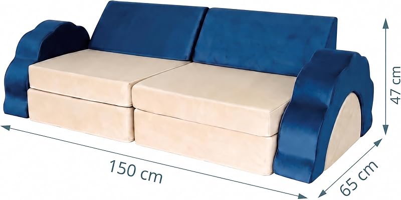 Sofá infantil modular de juegos, 10 pzas., 47 x 150 x 65 cm