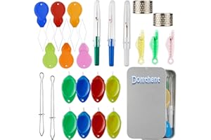 Domthent Needle Threaders for Hand Sewing,28PCS Needle Threader Set Include Seam Ripper, Thimble, Gourd-Shaped Threader, Elastic Band Threader, Thumb-Shaped Threader, Fish Needle Threader etc