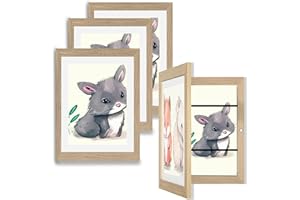 Orionstar 4 Pack Kids Art Frames, Artwork Picture Frames Changeable with Stand, Front Opening Picture Display Frames Holds 100 Paper Pcs, Artwork Display Storage Frames for Children, Desk, Home and