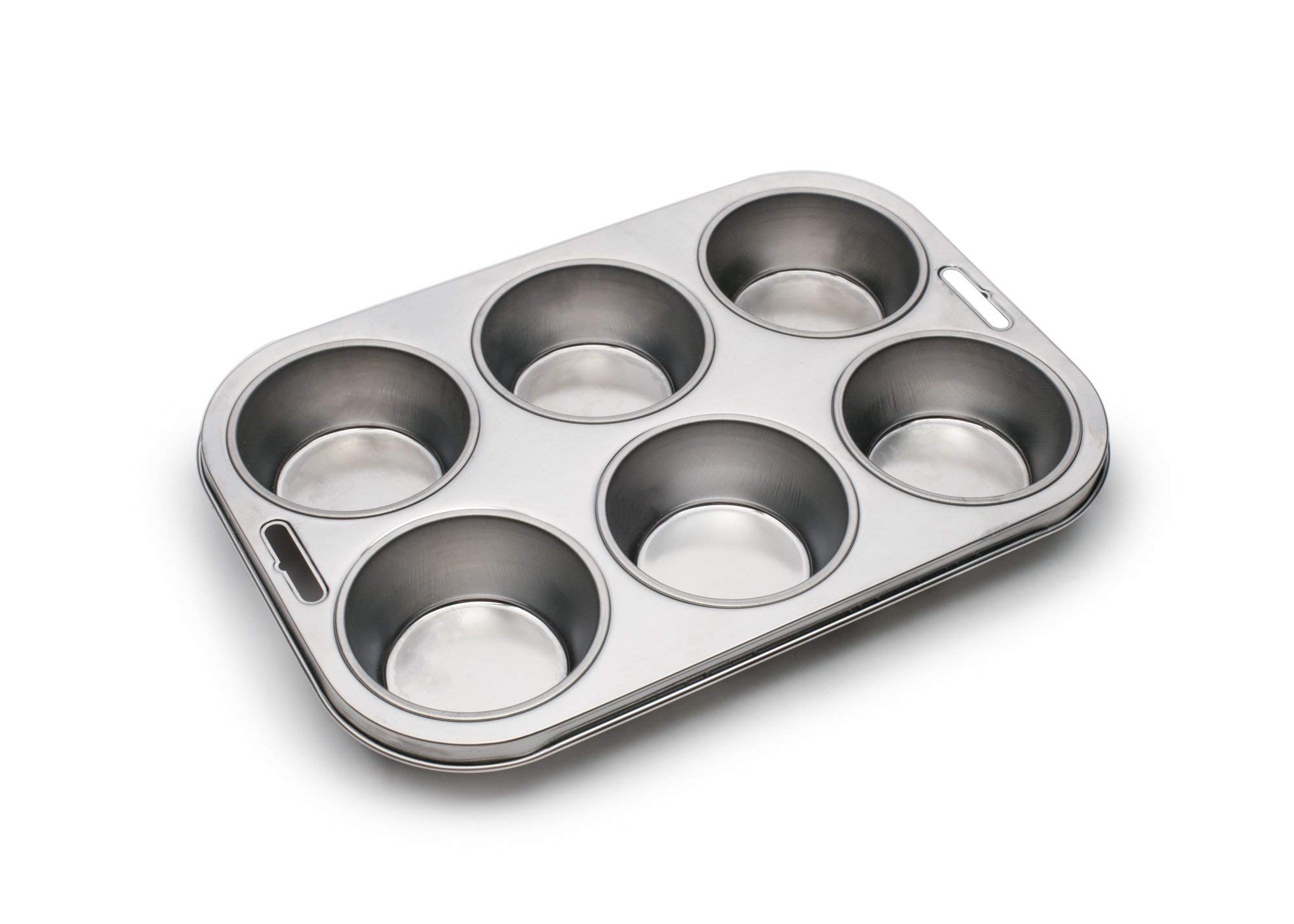 Fox Run 6 Large Muffin Pan Bun Cake Mold Party Bakeware Stainless Steel New 4867