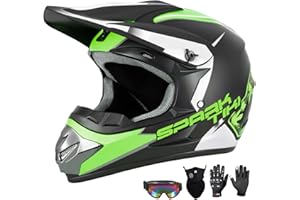 TIANDU Youth Motocross Helmet Dirt Bike Helmet,ATV Motorcycle Helmet,Outdoor Dirt Bike Helmets,DOT Approved,Off-Road Helmets with Gloves Goggles Face Shield 4-Piece Set