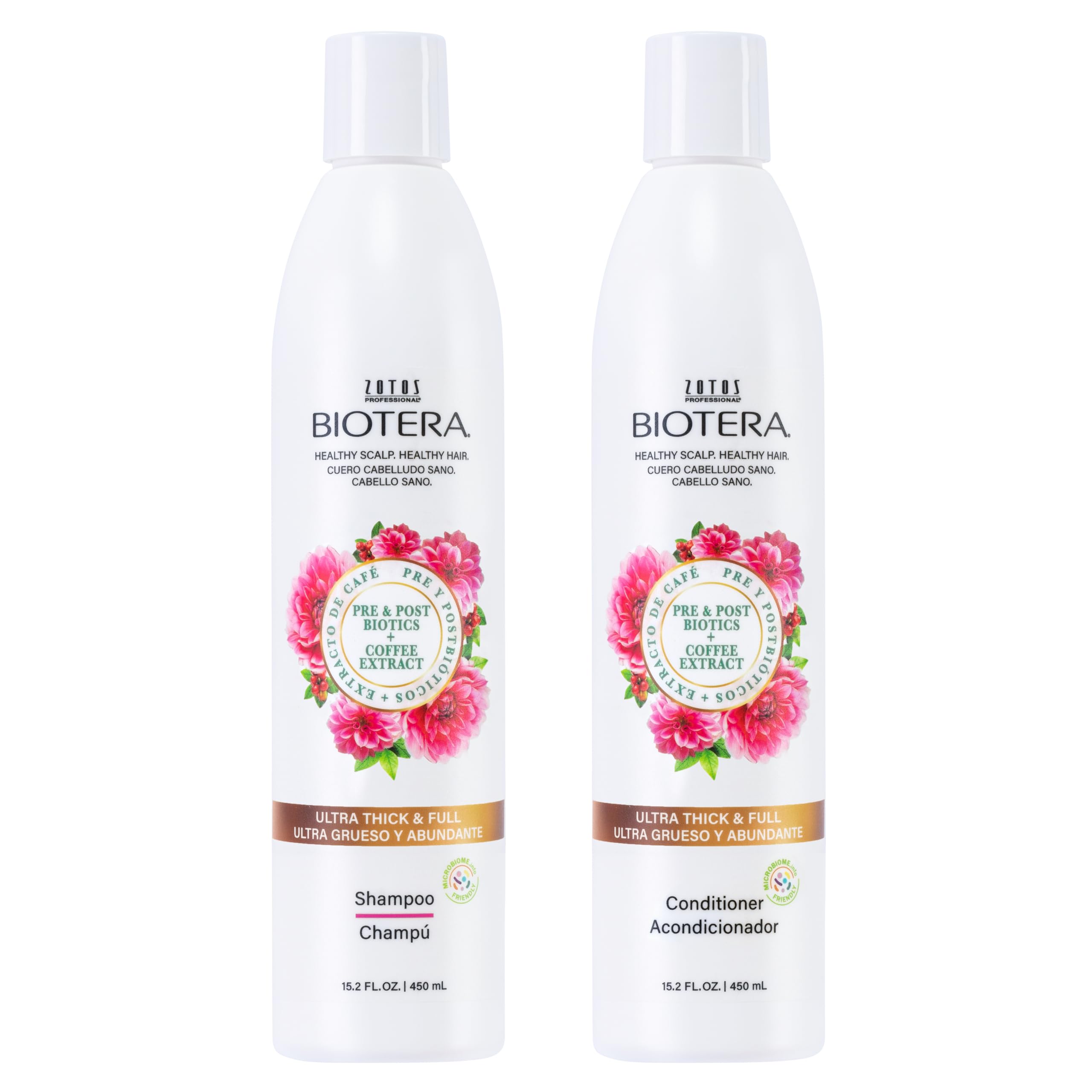 Biotera Ultra Thick & Full Volumizing Shampoo and Conditioner Set | Increases Volume to Fine, Limp Hair | Microbiome Friendly | Vegan & Animal Test Free | Paraben Free | Color-Safe | 15.2 Fl Oz