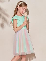 Haloumoning Girls Tutu Dress Ruffle Short Sleeve