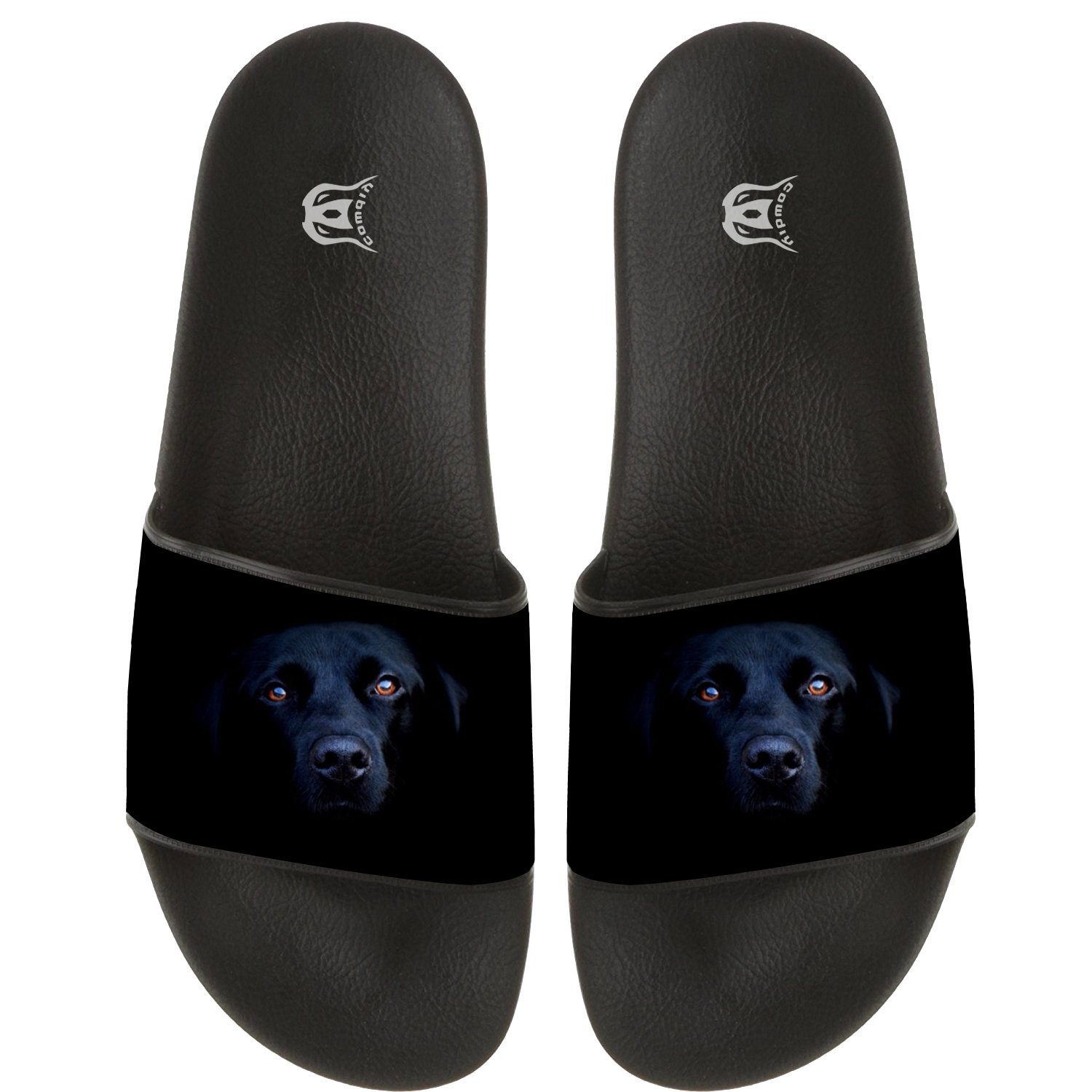 black dog flip flops