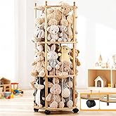 Viyuse Stuffed Animal Zoo Storage Large Wooden Stuffed Animal Holder&Toy Organizer,54"Plush Storage for Kids Playroom Bedroom,with Optional Wheels or Fixed Base,Decor Display Corner Round