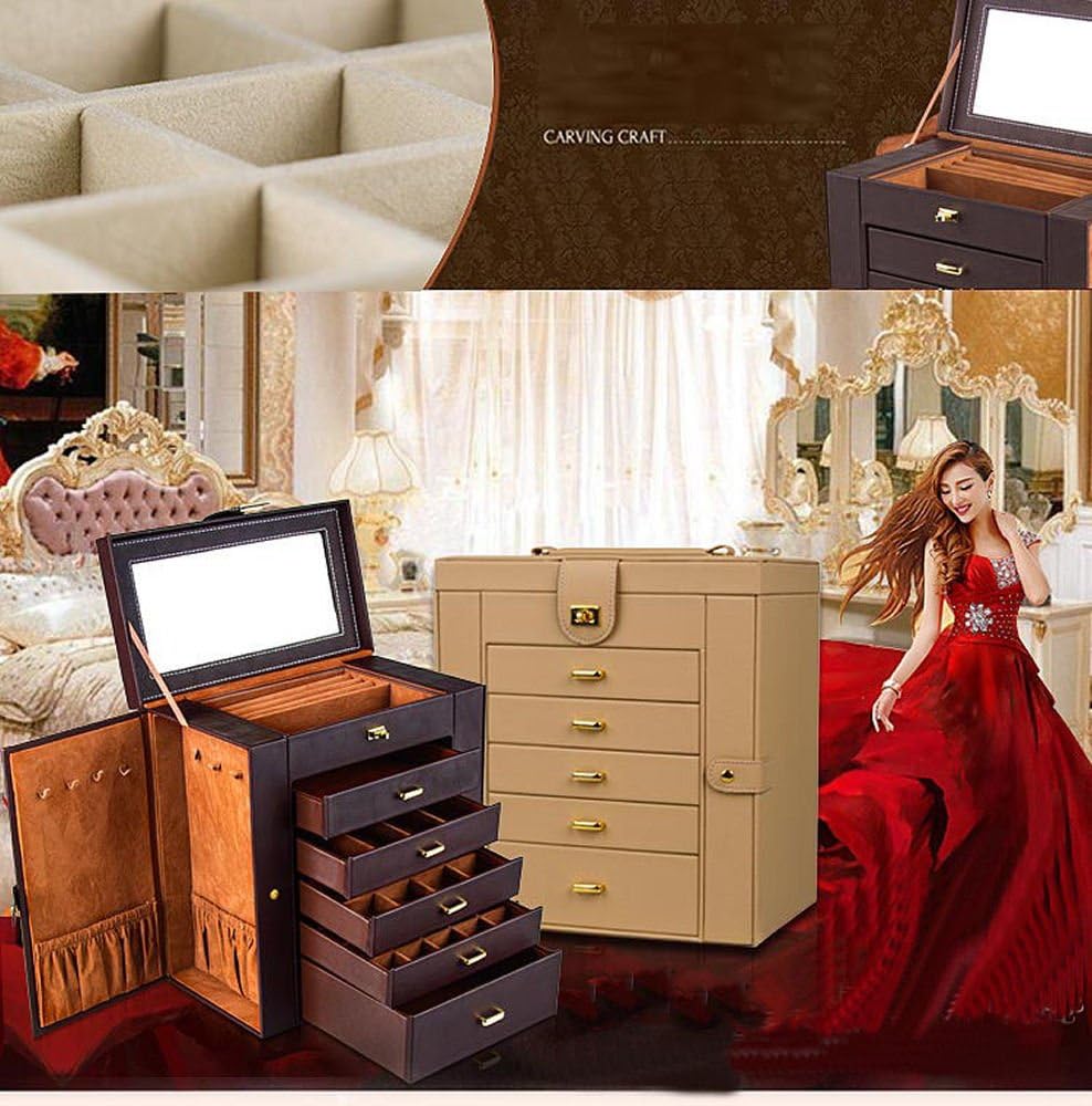 Kendal Huge Leather Jewelry Box / Case / Storage LJC-SHD5BK (black): Home & Kitchen