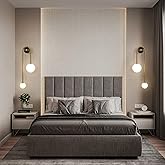 AMARTIZ Modern Wall Sconce Set of 2 Mid Century Black Gold Wall Lamp with 2 Milk Glass Shade U-Shape Linear Wall Light for Be