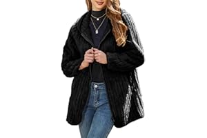 Vipwest Womens Fleece Jacket Hooded Winter Warm Full Zip Long Sleeve Sherpa Jacket Coat Outerwear with Hood (S-5XL)
