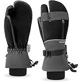 Caracaleap 3-Fingers Ski Mittens for Men & Women Winter Snow Mitts Waterproof Gloves Warm 3M Thinsulate