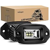 Nilight 2 PCS 20W Flush Mount LED Pods Flood Beam Work Light | Offroad Fog Reverse Backup Driving Lights for Bumper Truck ATV UTV SUV Boat