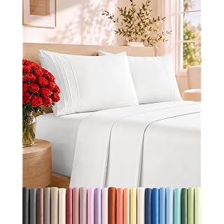 Queen Size 4 Piece Sheet Set - Comfy Breathable & Cooling Sheets - White | Hotel Luxury Bed Sheets for Women & Men, Deep Pock