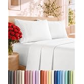 Queen Size 4 Piece Sheet Set - Comfy Breathable &amp; Cooling Sheets - White | Hotel Luxury Bed Sheets for Women &amp; Men, Deep Pockets, Easy-Fit, Extra Soft and Wrinkle Free Sheets, Oeko-Tex Bed Sheet Set