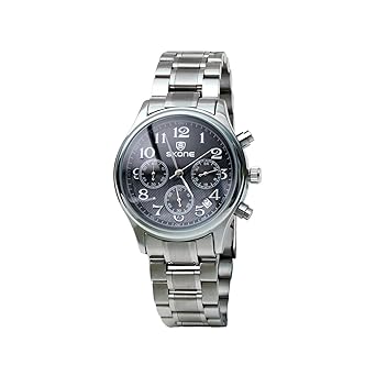 Skone 7395E-1 Chronograph Black Dial Stainless Steel Strap Wrist Watch / Casual Watch - For Mens