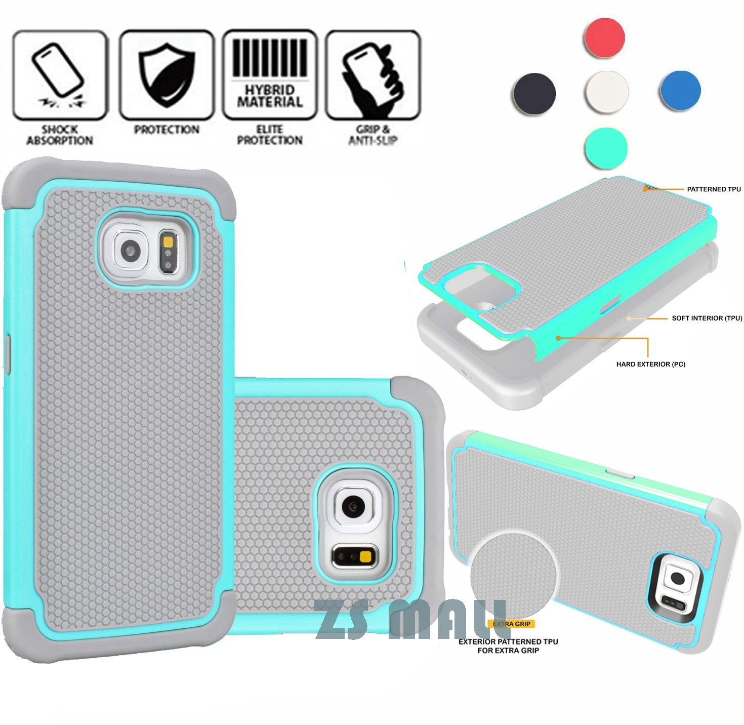Galaxy S6 Edge Case, Super Protective Samsung Galaxy S6 Edge CaseHOT[Slim Fit][Light Weight] Shock Absorbing [Corner Protection] Protection Case Cover Samsung Galaxy S6 Edge(Hot Green)