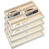 Amylove 4 Pcs Beige Sunglass Organizer Trays 8 Grids Velvet Glasses Holder Jewelry Display Organizer Eyeglasses Storage Box Drawer
