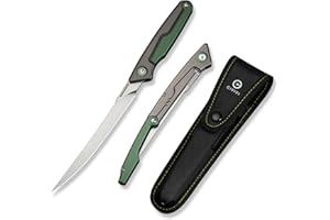 CIVIVI Shawka Folding Fillet Knife, Fish Fillet Knife 5.81" 14C28N Blade, Foldable Aluminum Handle with Handle Lock for Outdoor Fishing, Includes Nylon Sheath C22029B-3