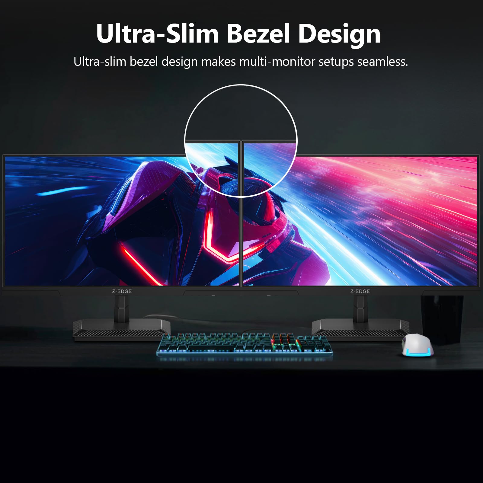 Z-Edge 27 Zoll 260Hz QHD Gaming Monitor (Unterst. 240Hz) 1ms MPRT, 2K 2560x1440 IPS Panel, LED Monitor, 350cd/m² Helligkeit, HDR10, FreeSync, DisplayPort (260Hz 240Hz), HDMI (144Hz), Schwarz 7