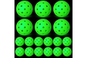Chitidr 18 Pcs Outdoor Balls Luminous Hollow Balls Glow in The Dark with 40 Holes Indoor Practice Plastic Baseballs for Tournament Play and Training