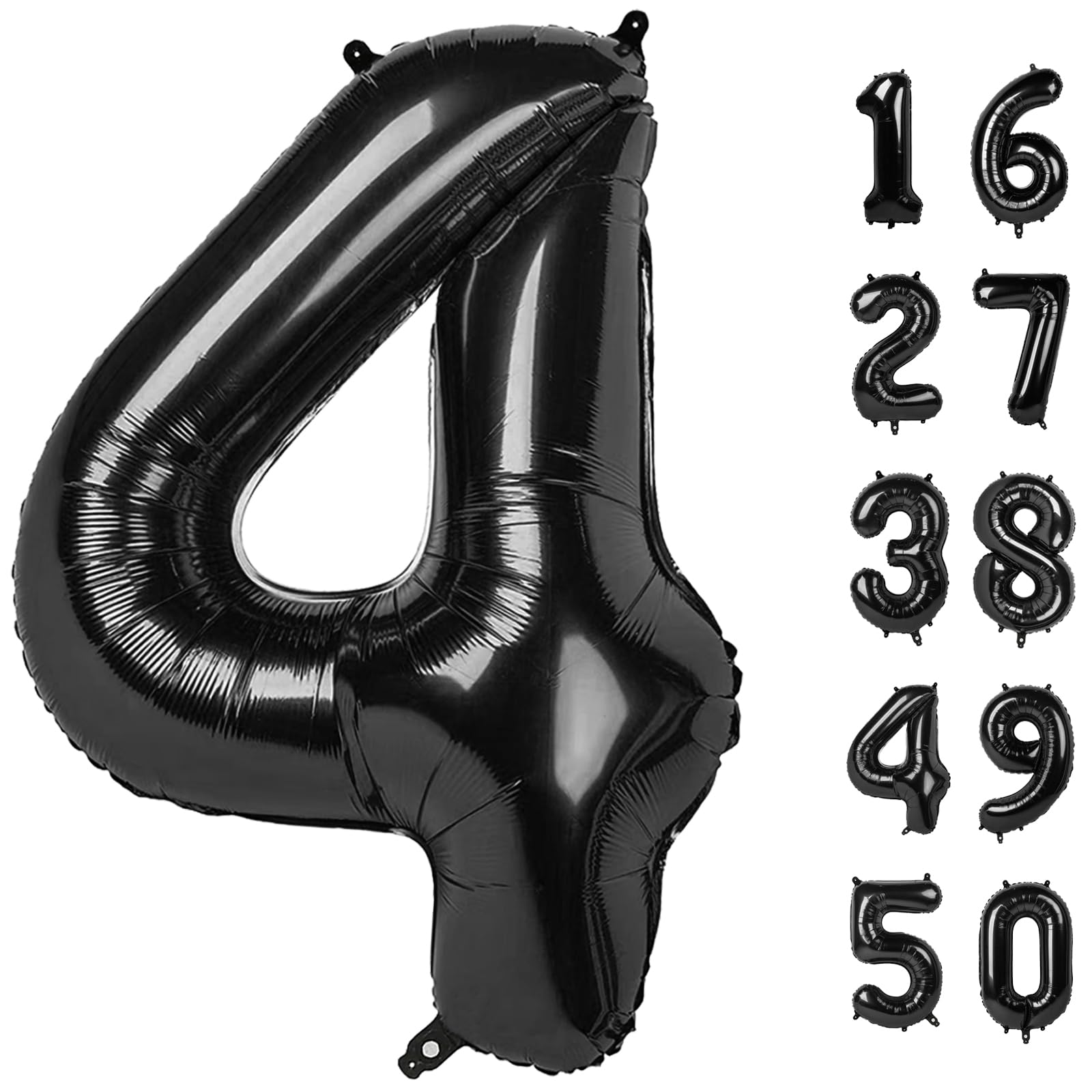 Photo 1 of 40 Inch Black Number 4 Balloon Number 4 Balloon 40 Inch, 4th 14th 24th Birthday Party Decorations for Boy or Girl Huge Mylar Anniversary Party Supplies