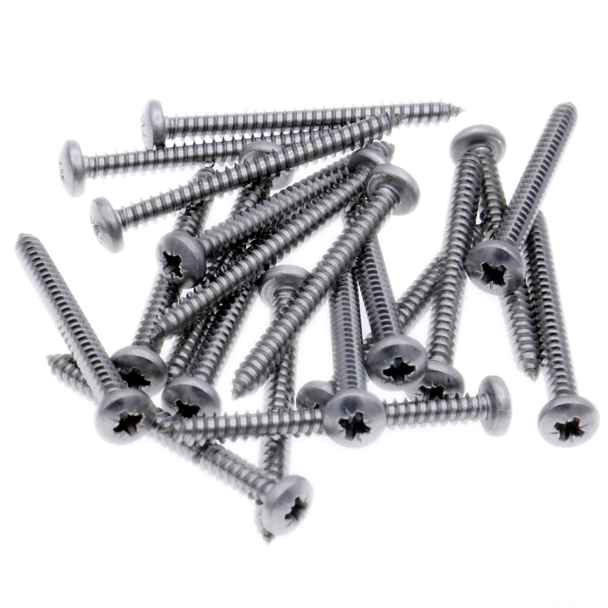 No.4 x 0.625 (2.9mm x 16mm) Pozi Pan Self-Tapping Screw - Stainless Steel (A2) (Pack of 20)