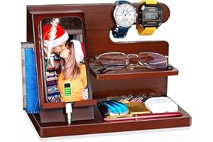 PRINLUCK Gifts for Men Him Husband, Stocking Stuffers for Men Him, Christmas Mens Gifts, Wood Phone Docking Station, Groomsmen Gifts, Anniversary Fathers Day Birthday Gifts for Men Husband Boyfriend