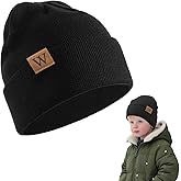 Roontin Kids Beanie – Stretchy Children’s Thermal Insulated Woolly Hat with Turn Up, Double Layer Winter Knit Cap
