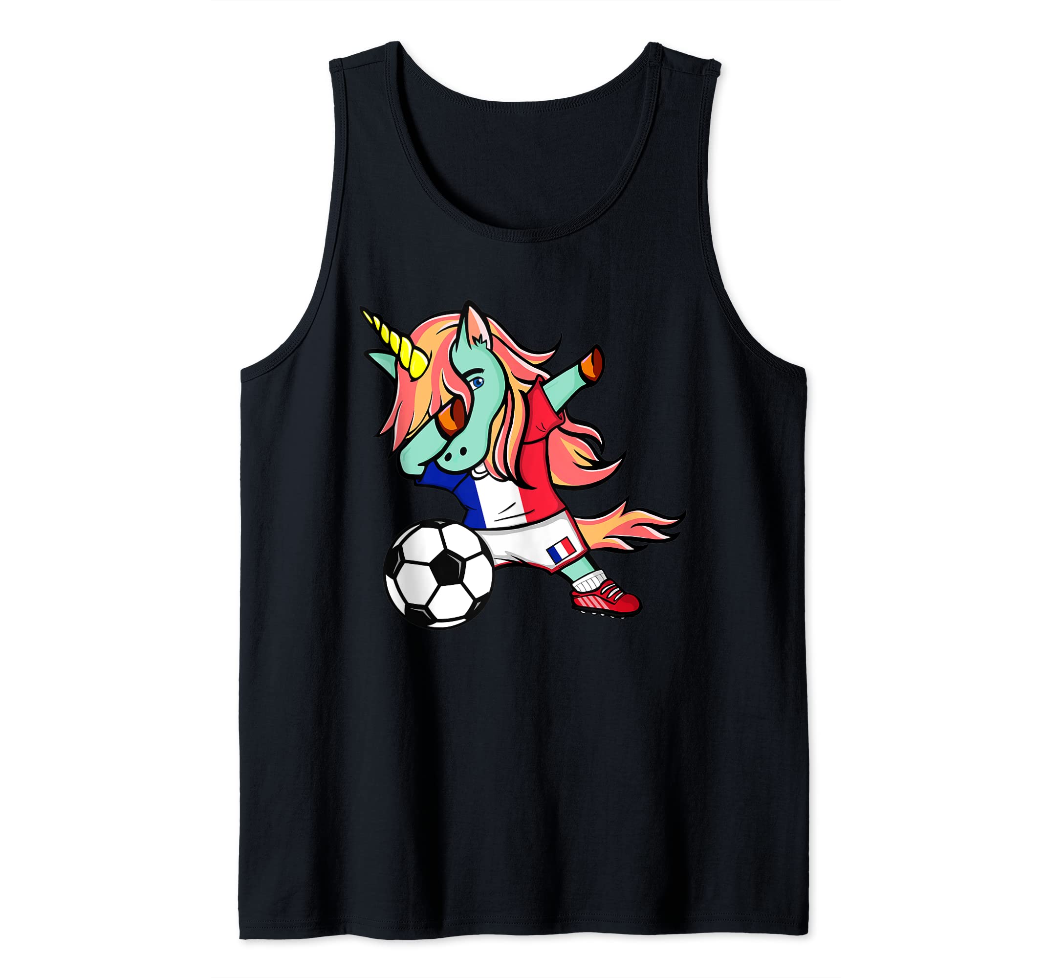 Dabbing Unicorn France Soccer Fans Jersey French Football Tank Top