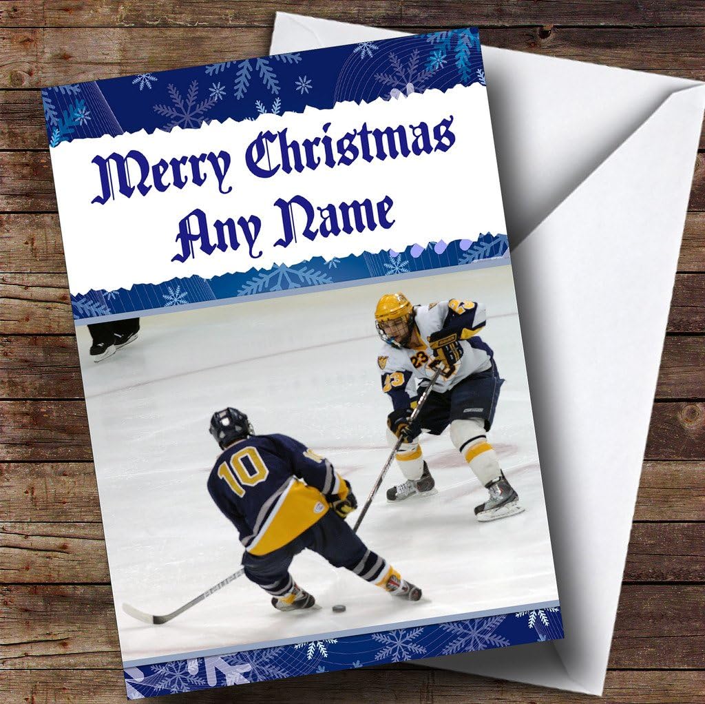 Ice Hockey Christmas Card - Personalised FREEPOST: Amazon.co.uk: Office ...