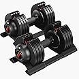 ALTLER Adjustable Dumbbell,22LBS 44LBS 52LBS Dumbbell Set with Tray for Fitness, Fast Adjust Weight by Turning Anti-Slip Handle, Safety with 8 Lock Slots, Suitable for Men and Women