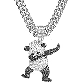 Xikui Cuban Pendant Necklace, Miami Ice Out Chain Necklace, Animal Pendant Hip-Hop Jewelry for Men Women, 20inch