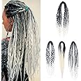 Sangtok Double Ended 3 in 1 Dreadlock Extensions, 24 inch 15pcs Grey to White Mixed Dreads Extensions Set DE Dreads with Curly Dreadlocks for White Women