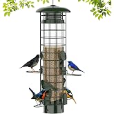 Squirrel Proof Bird Feeder,Metal Mesh Bird Feeders for Outdoors Hanging,Gravity Protection Squirrel Proof Wild Bird Feeders with Finch Cardinal Chickadee,3LB Large Capacity,Green