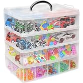 YOCOMEY 4-Tier Stackable Storage Container Box with 40 Adjustable Compartments, Plastic Organizer Box Transparent Storage Cas