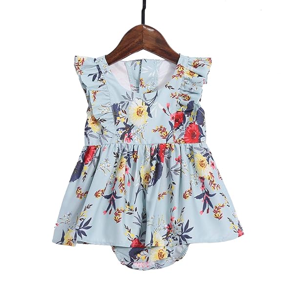 POPREAL MOMMY AND ME FLORAL PRINTED DRESSES SHOULDER STRAPS BOWKNOT CHIFFON SLEEVELESS MATCHING OUTFITS LIGHT GREEN