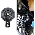 getfay 1 PC Motorcycle Round Horn, 2.5" x 3.7" 12V Super Loud Safety Warning Horn, Iron Waterproof Rust-proof Strong Penetrating Horn, Universal Modified Loudspeaker for Motorcycles Scooters (Black)