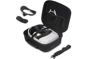 JSVER Carrying Case For Meta Quest 2 VR Headset, Controllers, Battery and Elite Strap, Hard Travel Case for Meta/Oculus Quest 2, includes Shoulder Strap, Silicone VR Face Mask, Lens Dustproof Cover