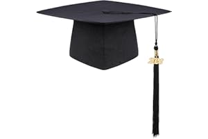 Black Matte Graduation Cap with 2026 Tassel, Unisex Grad Cap Graduation Hat for High School Bachelor