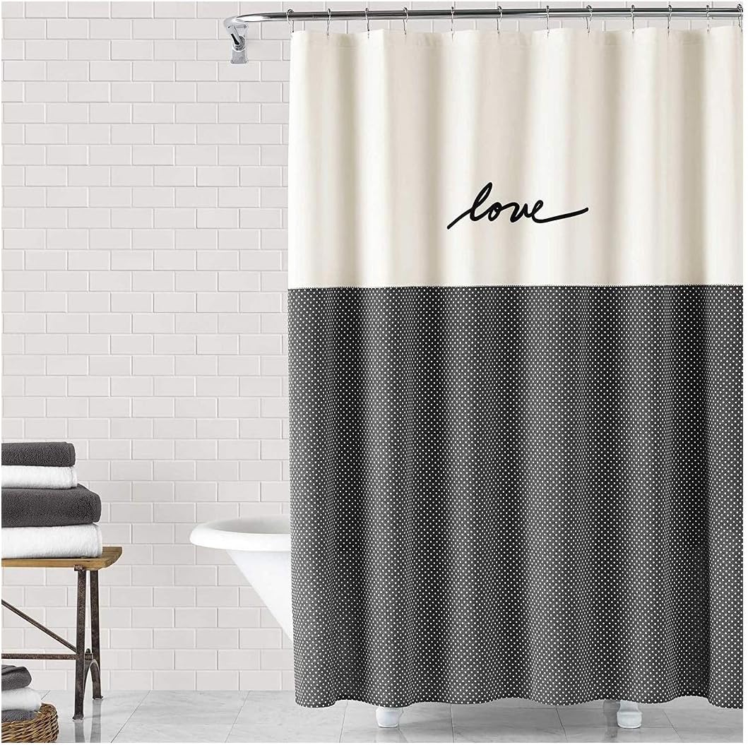 DeGeneres ED Ellen Embroidery Love 100% Cotton 72-Inch x 72-Inch Shower Curtain