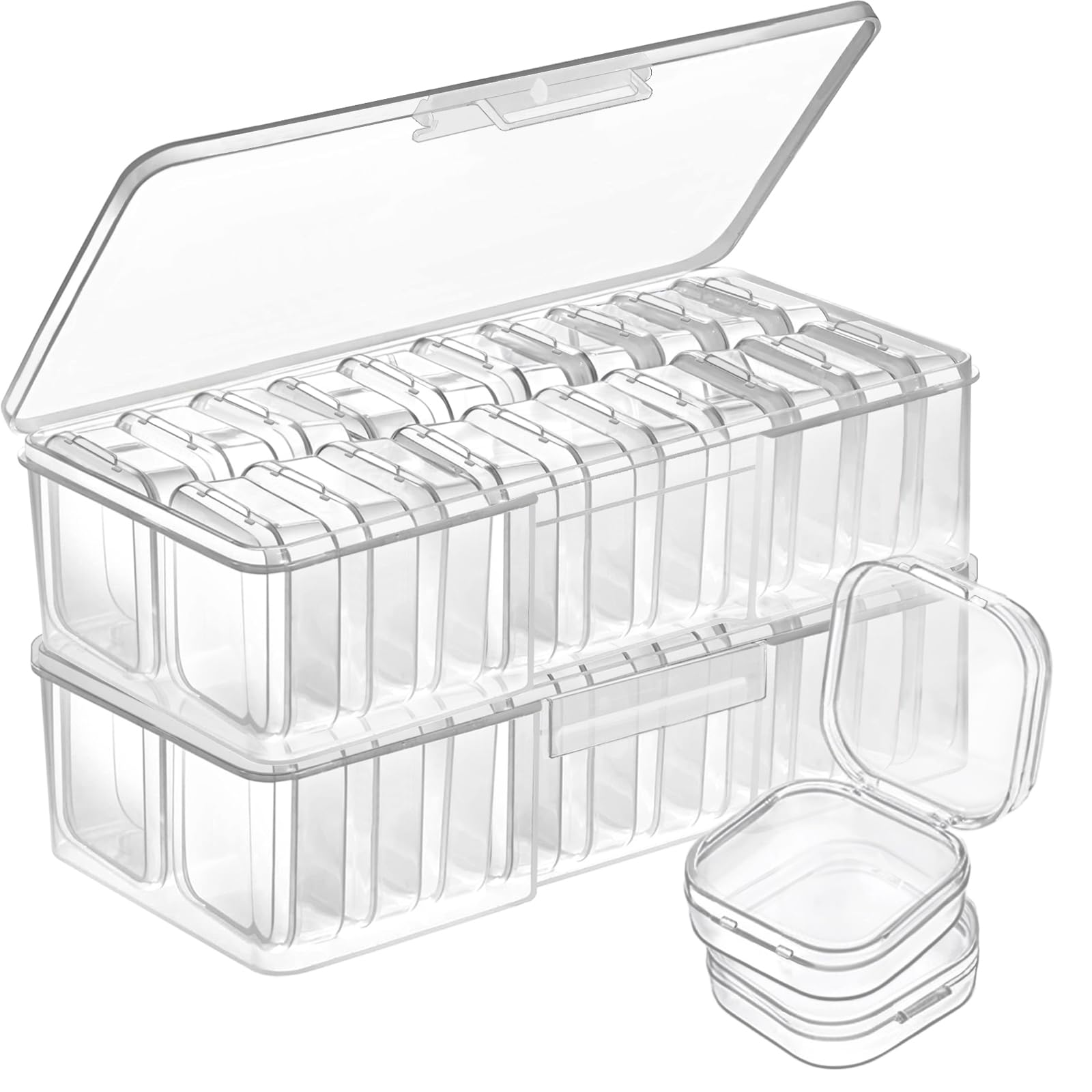 Qualsen 40 Pieces Bead Organiser Storage Box, Organiser Box Clear for Clay Bead Storage Small Plastic Containers with lids for Craft DIY Diamond Small Parts Jewelry