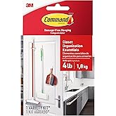 Command Closet Organization Essentials, 3 Hooks, 4 Strips | Command Hooks With Strips, Closet Organizer Includes Broom Gripper And Utility Hooks, Good For cabinets, Closets, And Office