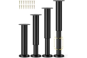 Wlrrcwdttc 4 Pcs Adjustable Bed Center Support Legs 7.08-12.2 inch for Bed Frame/Bed Center Slat, Metal Adjustable Furniture Legs for Bed/Cabinet/Sofa/Dresser/Couch/Table, Heavy Bed Legs Replacement