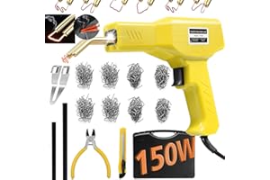 VTSHENY 150W Plastic Welder Kit, 800pcs Hot Staples, 2pp Plastic Welding Rods, Car Bumper Crack Repair Tools (Yellow)