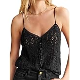 Women's Summer Knit Tank Tops Sleeveless Crochet Cami Tops Fashion V Neck Button Up Knitwear Camisole