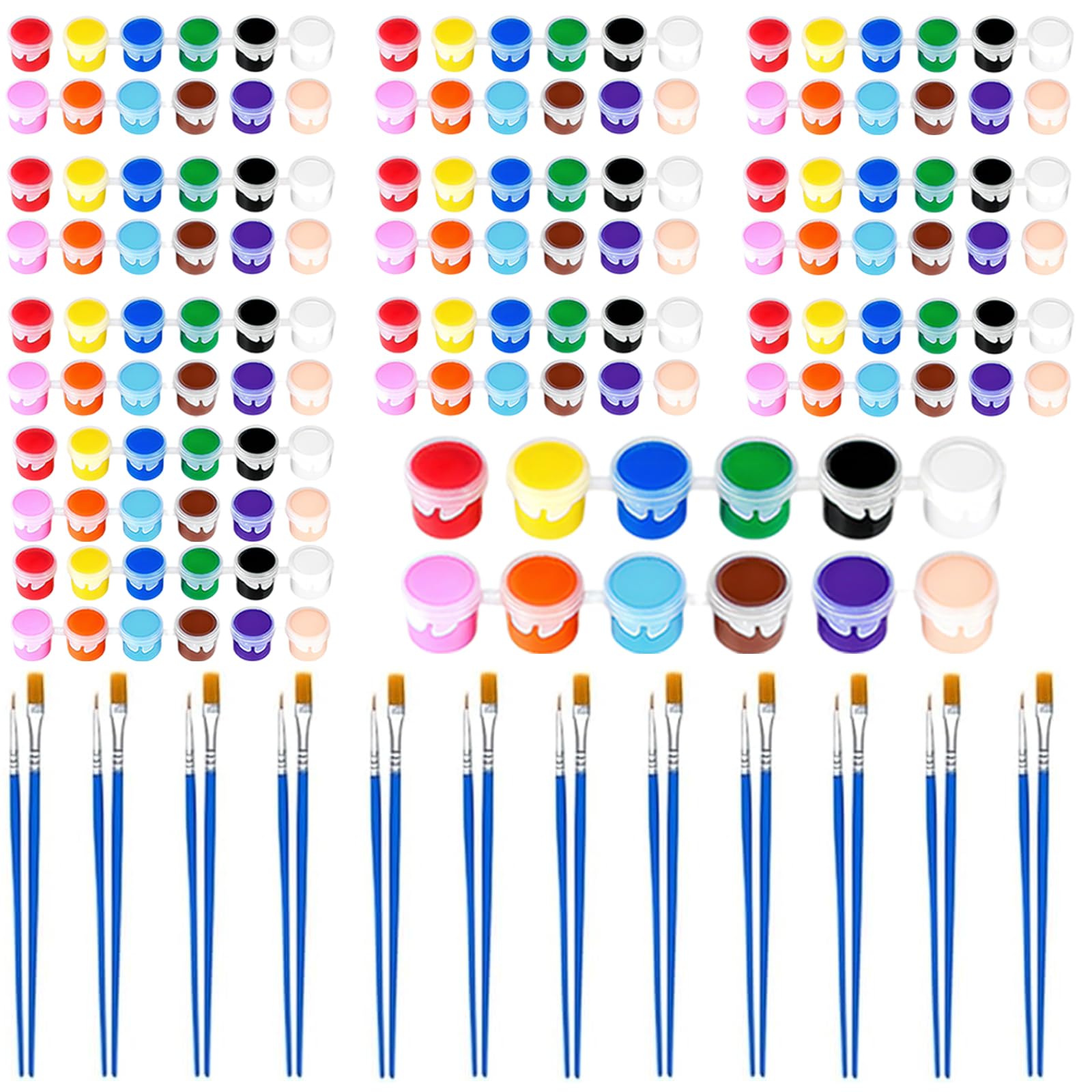 Photo 1 of 12 Pack Mini Acrylic Paint Set, 12 Colors Washable Acrylic Paint Strips with 24Pcs Painting Brushes for Kids&Adults Paint, 168 PCS Kids Painting Kit for Birthday Party Favor, Classroom, Art Gift