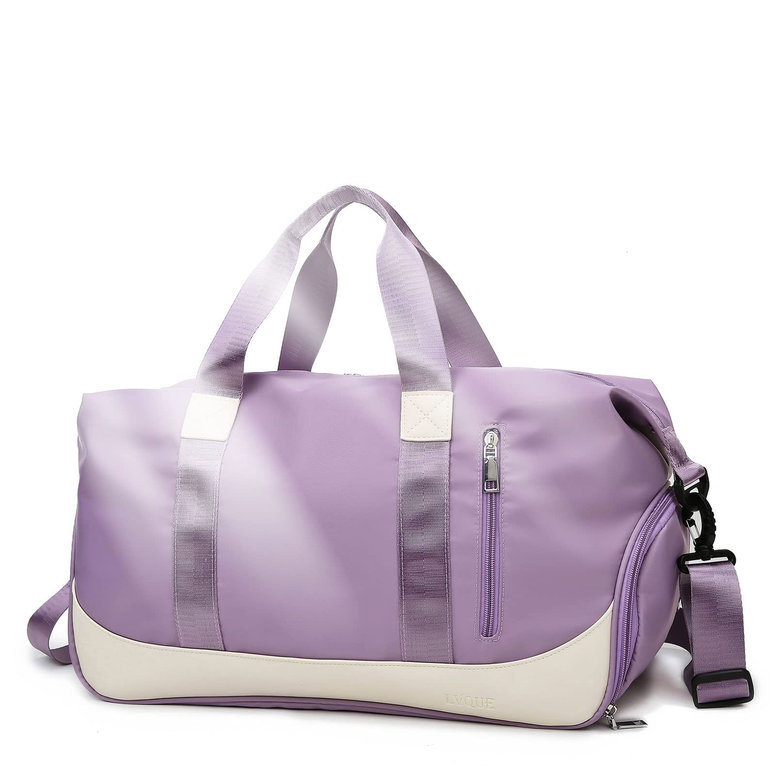 Keyck Travel Bag for Women & Men, Sports Gym Duffel Bag Overnight Weekend Bag with Shoe Compartment Wet Pocket, Lightweight Waterproof Large Holdall Travel Bag for Teenager Swimming Camping, Purple