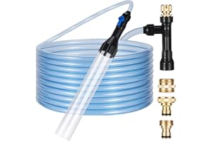 DXOPHIEX Gravel Vacuum for Aquarium Fish Tank Siphon Aquarium Water Changer with Three Metal Faucet Adapter and Long Hose 30 Feet